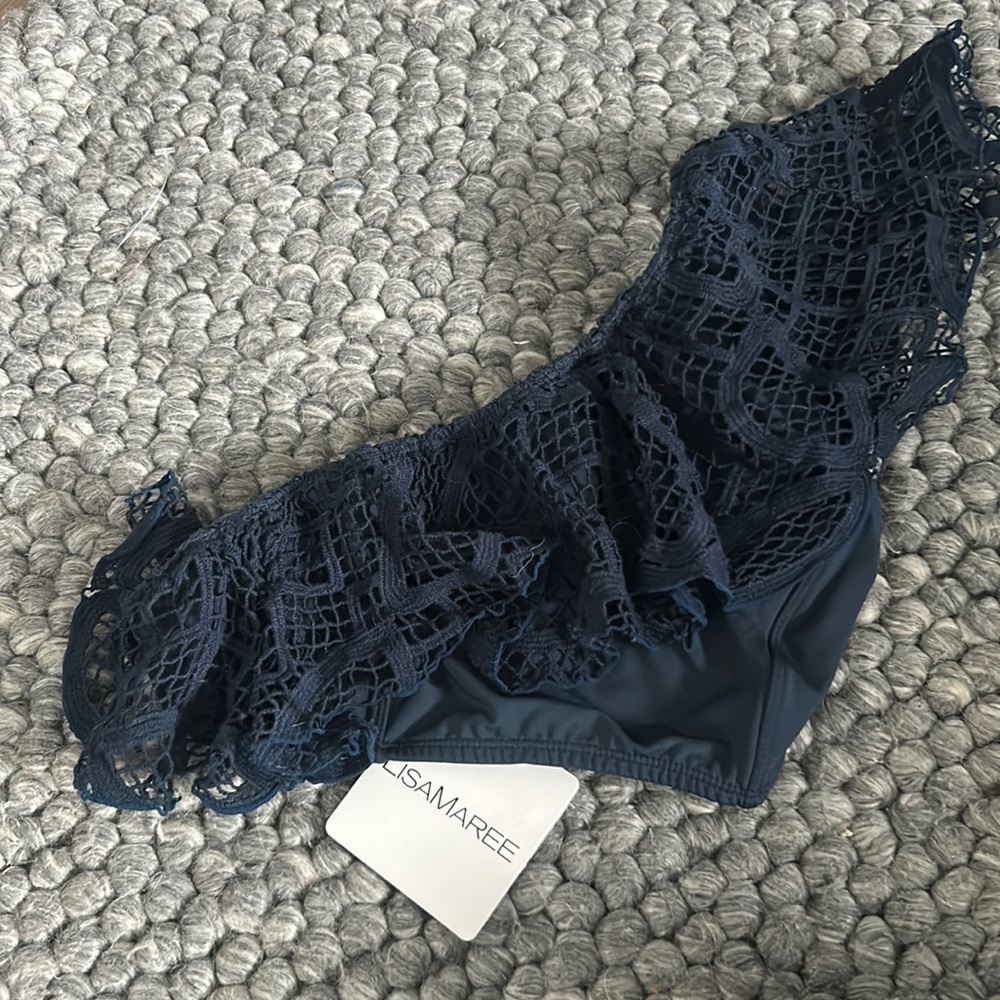 NWT LisaMaree Swim Dusty Dreams Bikini‎ Top Navy Size XS